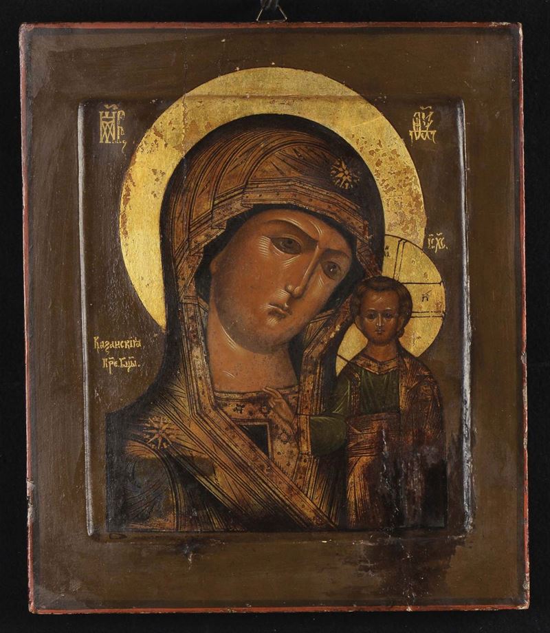 Icona raffigurante Madre di Dio di Kazan, XVIII secolo  - Asta Antiquariato e Dipinti Antichi - Cambi Casa d'Aste