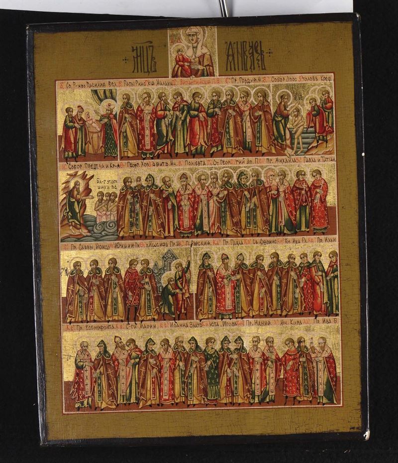 Icona raffigurante la Menologica del mese di gennaio, XIX secolo  - Asta Antiquariato e Dipinti Antichi - Cambi Casa d'Aste