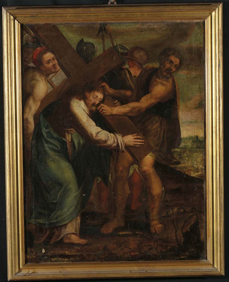 Scuola del XVIII secolo Salita al calvario  - Asta Antiquariato e Dipinti Antichi - Cambi Casa d'Aste