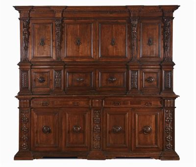 Grande Credenza in Noce a Due Corpi, Toscana