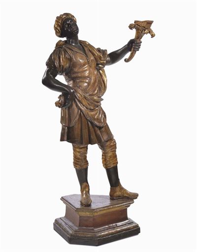 Moretto in Legno Laccato e Dorato, Venezia XVIII Secolo