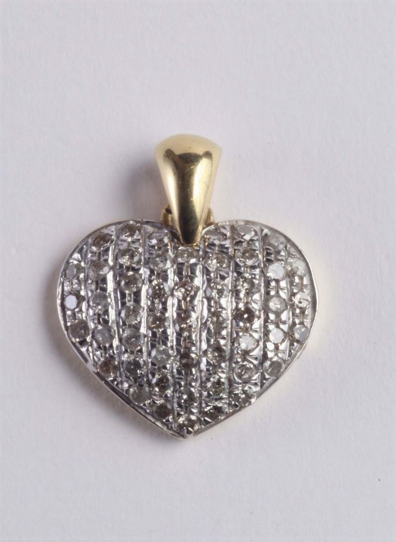 Pendente a cuore con rose di diamanti  - Auction Silvers, Ancient and Contemporary Jewels - Cambi Casa d'Aste