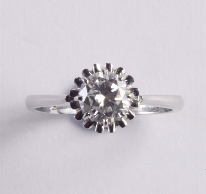 Anello solitaire con diamante di ct 1,00 circa  - Auction Silvers and Jewels - Cambi Casa d'Aste