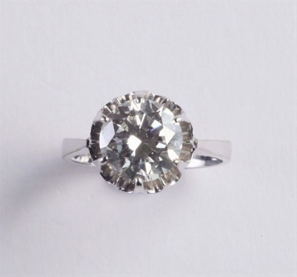 Anello solitaire con diamante di ct 2,50 circa