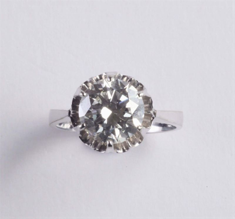 Anello solitaire con diamante di ct 2,50 circa  - Asta Argenti e Gioielli Antichi e Contemporanei - Cambi Casa d'Aste