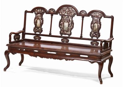 Divano in Legno di Homu, Cina, Dinastia Qing, Fine XIX Secolo