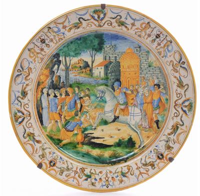 Piatto in Ceramica Decorato in Policromia