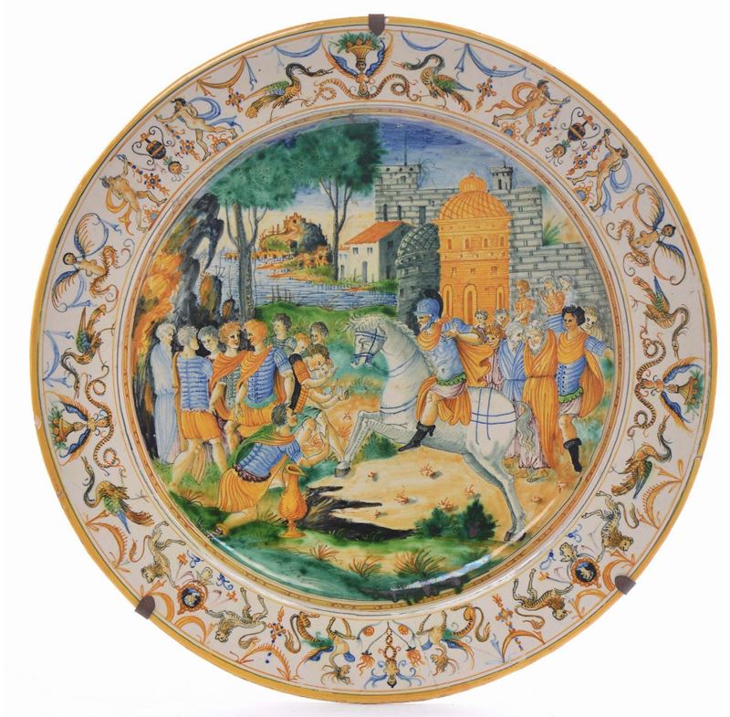 Piatto in ceramica decorato in policromia  - Asta Antiquariato e Dipinti Antichi - Cambi Casa d'Aste