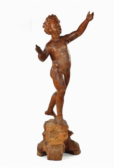 Scultura in Legno Raffigurante Putto, Toscana XVII Secolo