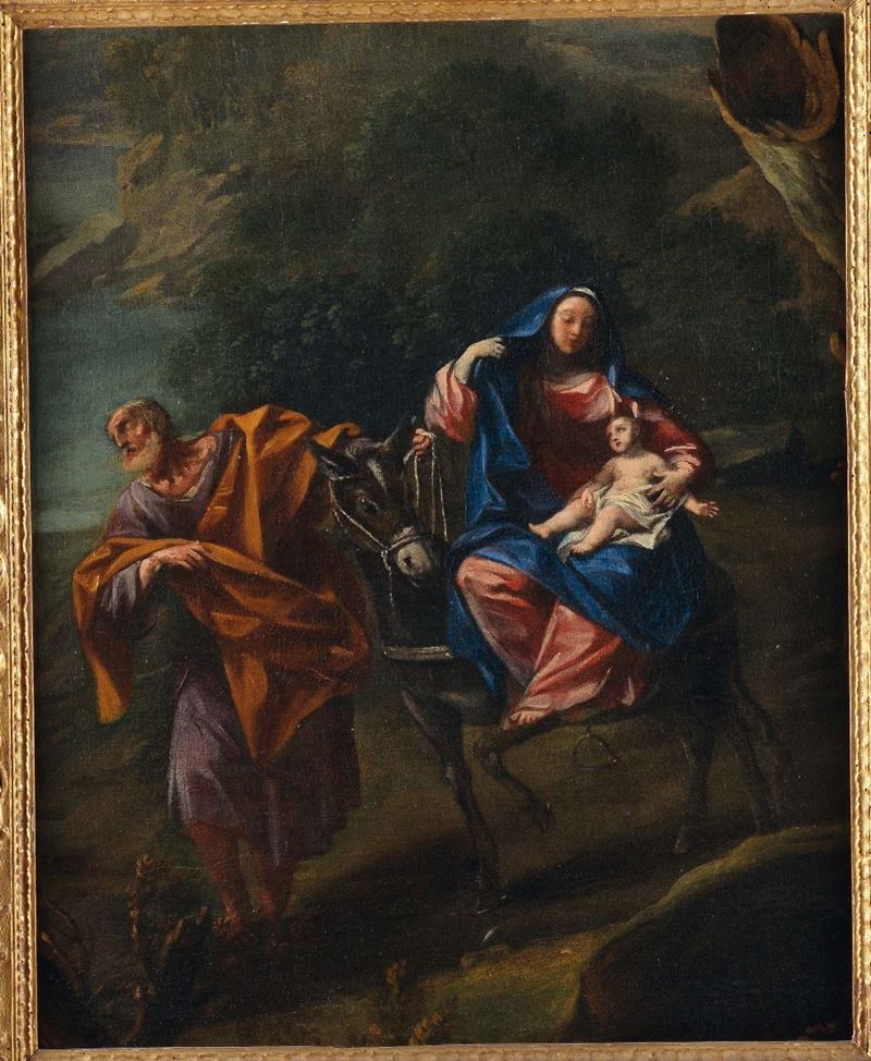 Vittorio Maria Bigari (1692-1776), attribuito a Fuga in Egitto  - Auction Antiques and Old Masters - Cambi Casa d'Aste
