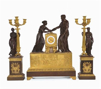 Importante Trittico in Bronzo Dorato e Brunito, Francia XIX Secolo