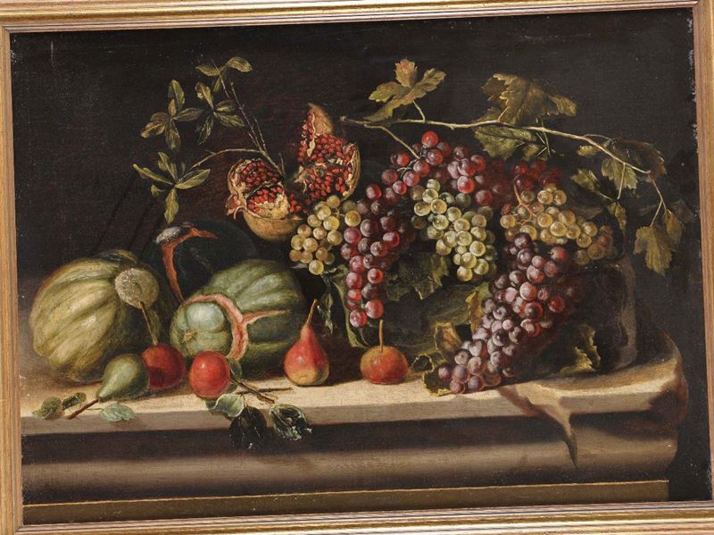 Agostino Verrocchio (XVII), seguace di Natura morta con frutta  - Auction Antiques and Old Masters - Cambi Casa d'Aste