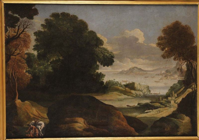 Scuola Fiamminga del XVIII secolo Paesaggio  - Asta Antiquariato e Dipinti Antichi - Cambi Casa d'Aste