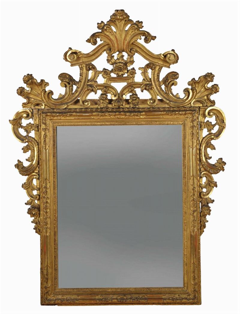 Specchiera Luigi XV in legno intagliato e dorato, Veneto XVIII secolo  - Auction Antiques and Old Masters - Cambi Casa d'Aste