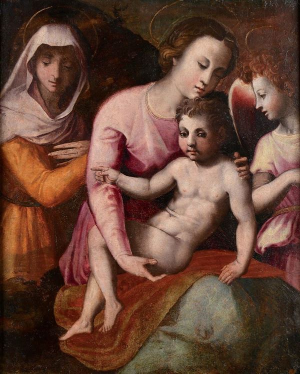 Scuola Fiorentina della metà del XVI secolo Madonna con il Bambino, S.Anna e Angelo