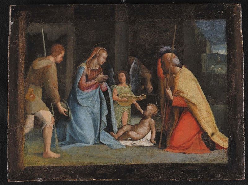 Andrea del Brescianino (1486-1525 circa) Natività di Gesù  - Auction Antiques and Old Masters - Cambi Casa d'Aste