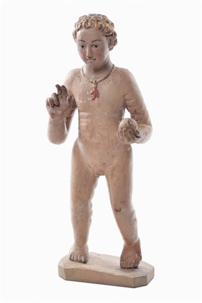 Scultura in Legno Raffigurante Bambinello Benedicente