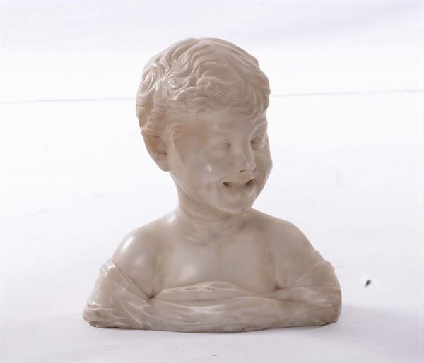 Busto in marmo bianco raffigurante bambinello, XIX secolo