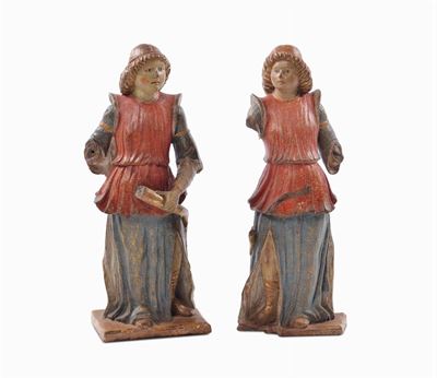 Coppia di Figure in Terracotta Policroma, XVI Secolo