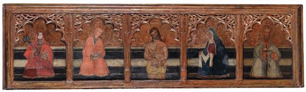 Tavola con polittico raffigurante Ecce Homo e quattro Santi, Italia Meridionale XVI secolo