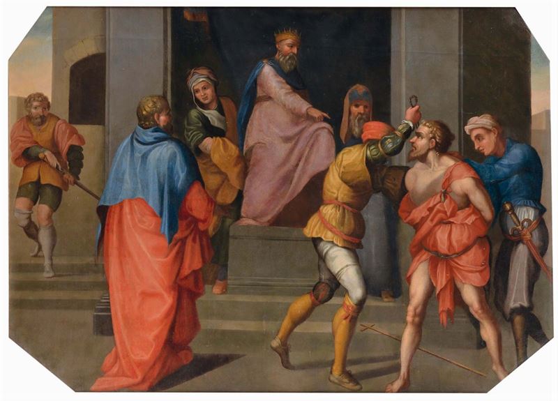 Scuola del XVIII secolo Il giudizio di Pilato  - Auction The Collestions of a Fine Bolognese Art Connoisseur - Cambi Casa d'Aste