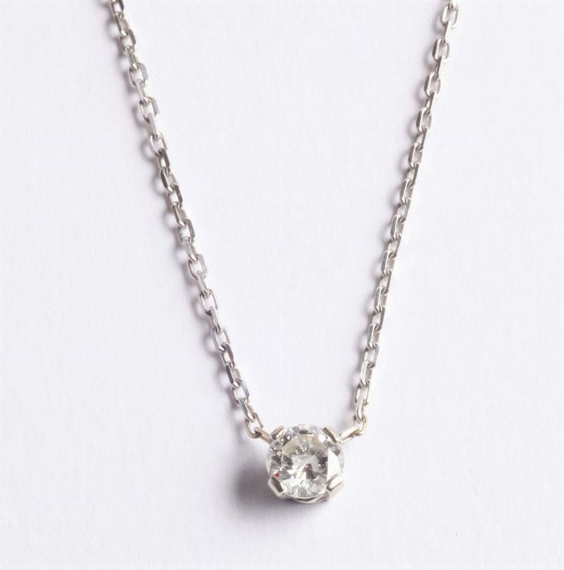 Catenina con diamante centrale  - Asta Argenti e Gioielli Antichi e Contemporanei - Cambi Casa d'Aste