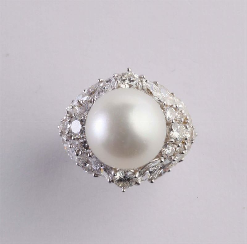 Anello con grande perla Australia  - Auction Silvers, Ancient and Contemporary Jewels - Cambi Casa d'Aste