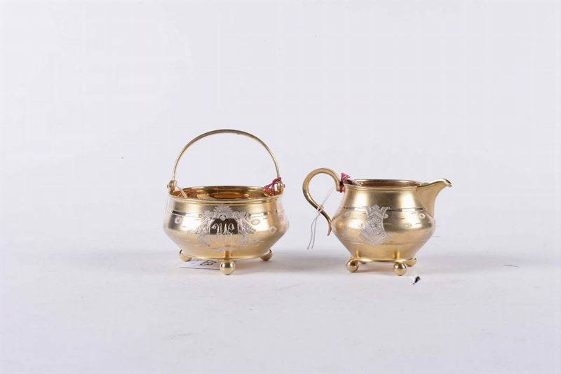 Lattiera e zuccheriera in argento vermeille, Russia  - Auction Silvers, Ancient and Contemporary Jewels - Cambi Casa d'Aste