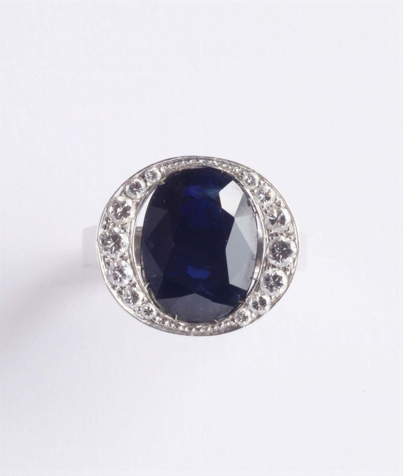 Anello con zaffiro e diamanti  - Auction Silvers, Ancient and Contemporary Jewels - Cambi Casa d'Aste