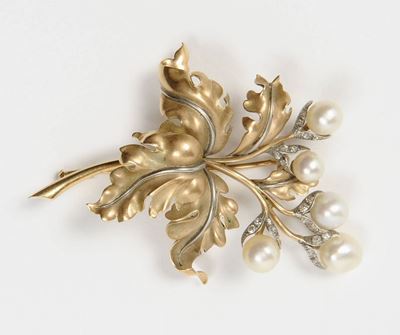Spilla Uva con Perle e Diamantini