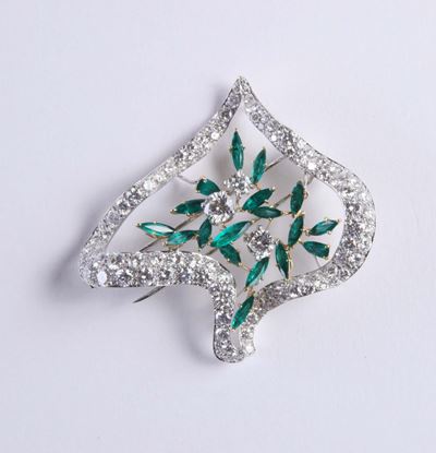 Spilla con Diamanti e Smeraldi
