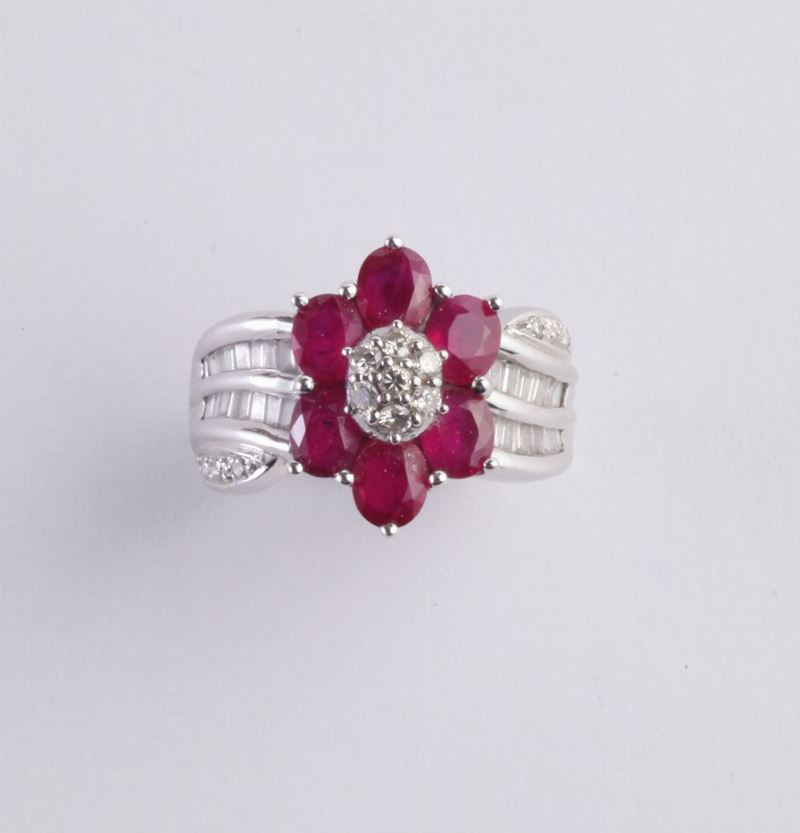 Anello con rubini e diamanti  - Auction Silvers, Ancient and Contemporary Jewels - Cambi Casa d'Aste