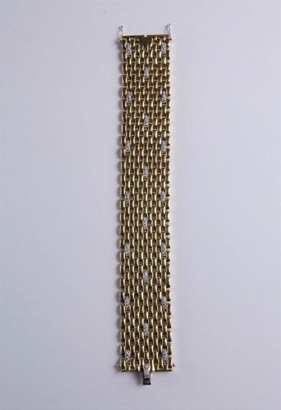 Bracciale a Maglia con Diamanti. Anni '60-'70