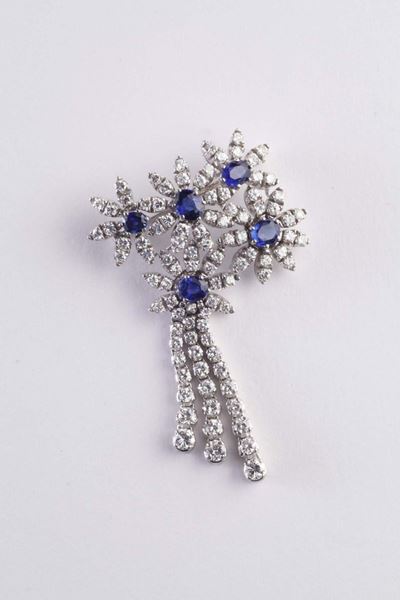 Spilla con Zaffiri e Diamanti