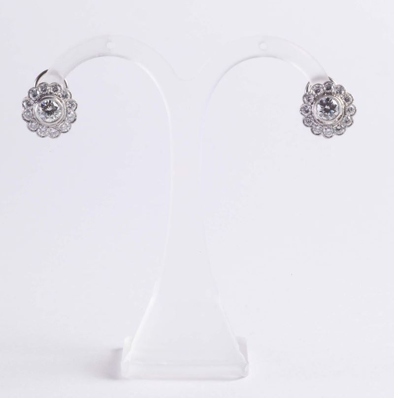 Orecchini con diamanti, taglio rotondo a brillante  - Auction Silvers, Ancient and Contemporary Jewels - Cambi Casa d'Aste