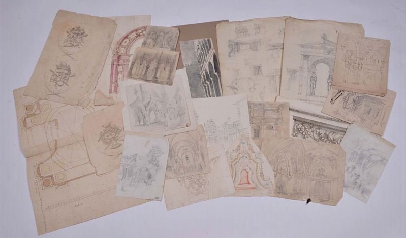 Lotto di disegni a matita su carta del XVIII e del XIX secolo  - Asta La Dimora di un Conoscitore Bolognese - Cambi Casa d'Aste