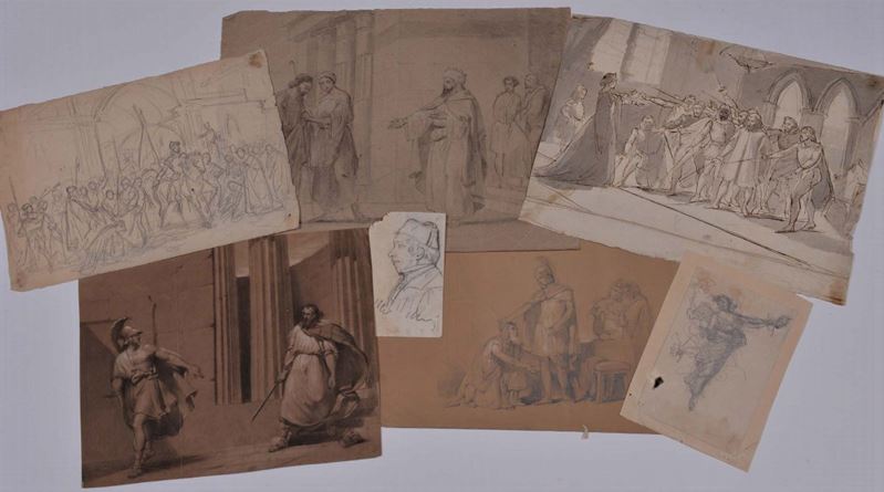 Lotto di sette disegni di cui cinque neoclassici  - Auction The Collestions of a Fine Bolognese Art Connoisseur - Cambi Casa d'Aste