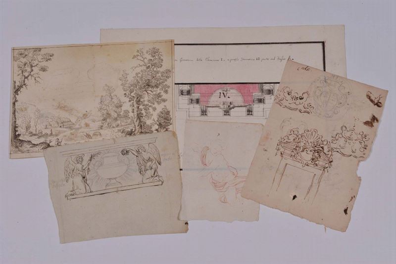Lotto di cinque disegni, XVIII secolo  - Asta La Dimora di un Conoscitore Bolognese - Cambi Casa d'Aste