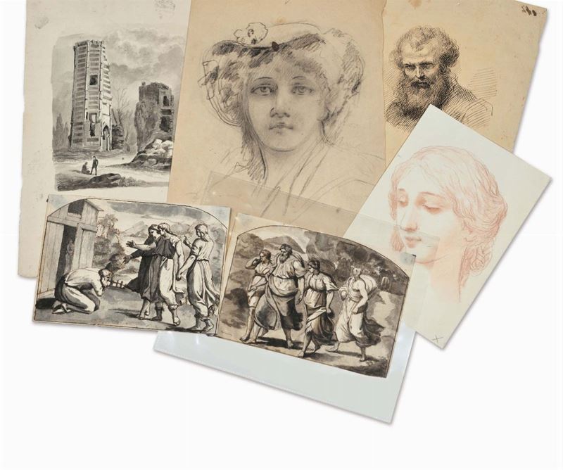 Lotto di sei disegni composto da  - Auction The Collestions of a Fine Bolognese Art Connoisseur - Cambi Casa d'Aste