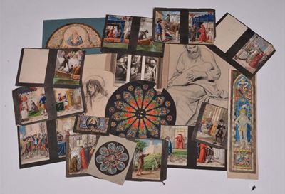 Lotto di Diciassette Disegni Vari Alcuni dei Quali Acquerellati