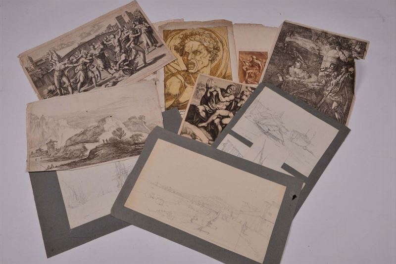 Lotto di sei disegni raffiguranti marine, XIX secolo  - Auction The Collestions of a Fine Bolognese Art Connoisseur - Cambi Casa d'Aste