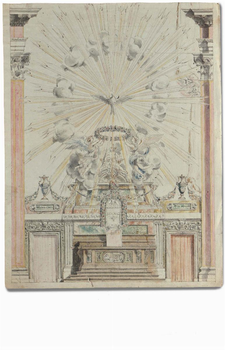 Scuola Bolognese del XVIII secolo Progetto per altare  - Asta La Dimora di un Conoscitore Bolognese - Cambi Casa d'Aste
