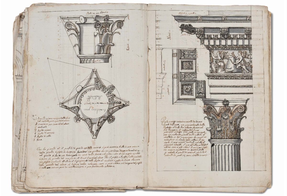 Album Contenente Disegni con Elementi di Decorazioni Architettoniche, XVIII Secolo