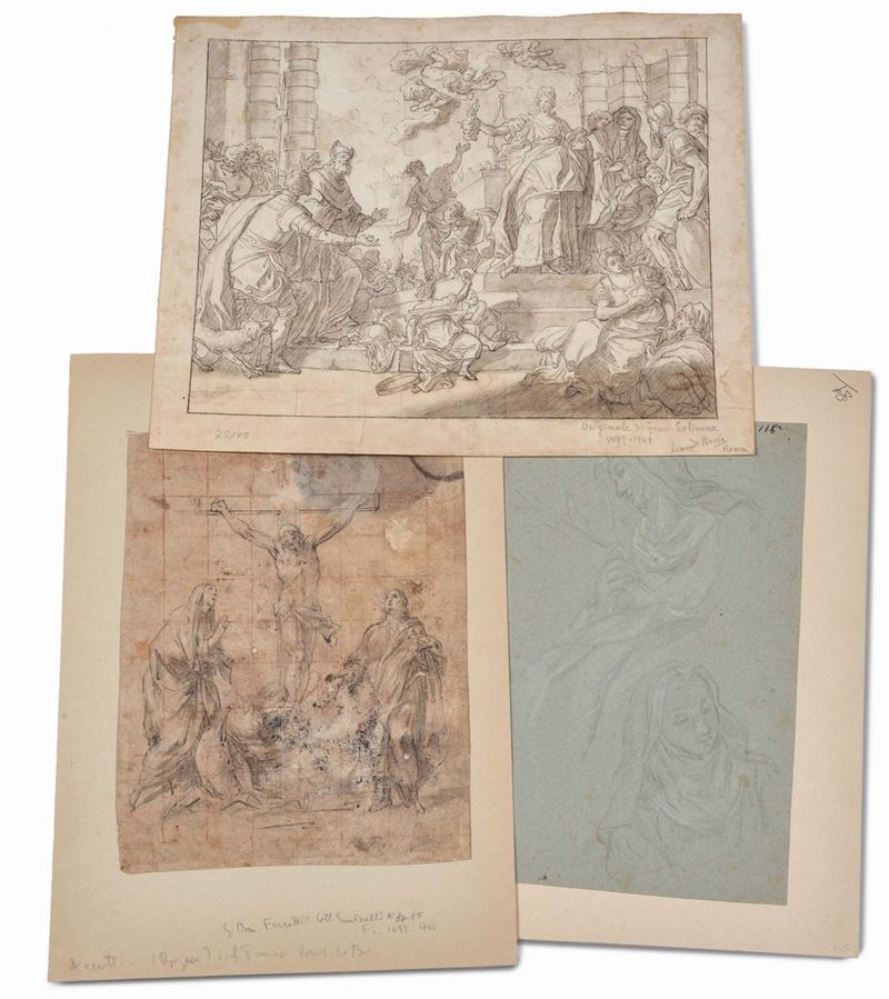 Lotto di tre disegni composto da  - Auction The Collestions of a Fine Bolognese Art Connoisseur - Cambi Casa d'Aste