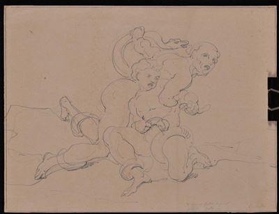 Francesco Coghetti (1804-1875)studio di Lotta di Personaggi