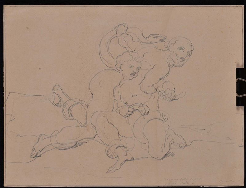 Francesco Coghetti (1804-1875) Studio di lotta di personaggi  - Asta La Dimora di un Conoscitore Bolognese - Cambi Casa d'Aste