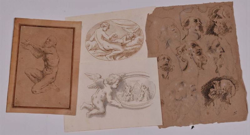 Lotto di quattro disegni differenti, XVIII secolo  - Auction The Collestions of a Fine Bolognese Art Connoisseur - Cambi Casa d'Aste
