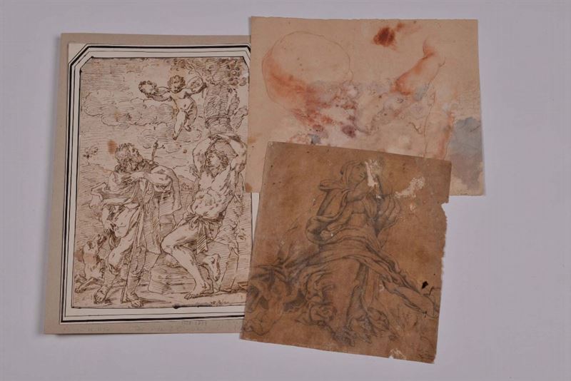 Lotto di tre disegni, XVIII secolo  - Auction The Collestions of a Fine Bolognese Art Connoisseur - Cambi Casa d'Aste