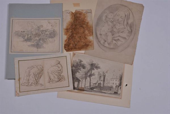 Lotto di cinque disegni dal XVII al XVIII secolo