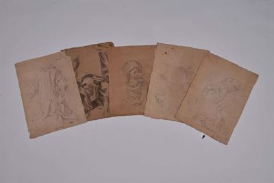 Jacopo Alessandro Calvi il Sordino (1740-1815), Attribuito Astudi di Figure e Panneggi